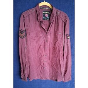 Superdry Rodeo Western Cowgirl Women's Shirt Embellished Lyocell Sz 12 Burgundy